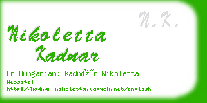 nikoletta kadnar business card